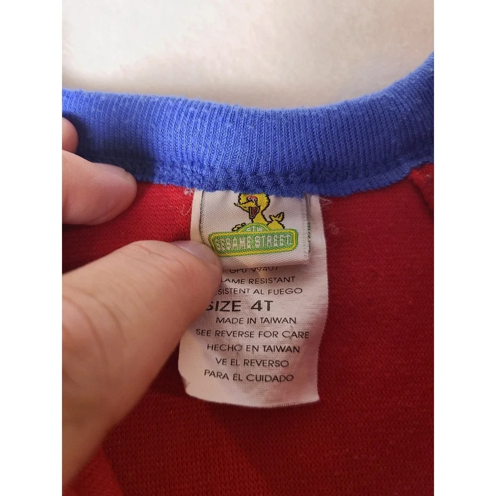 VTG Y2K 90s Sesame Street Footed Sleeper Kids 4T Red Fleece Zipper Front Kmart
